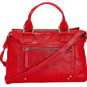 American Leather Co. Red Shimmer Jamestown Satchel with crossbody strap